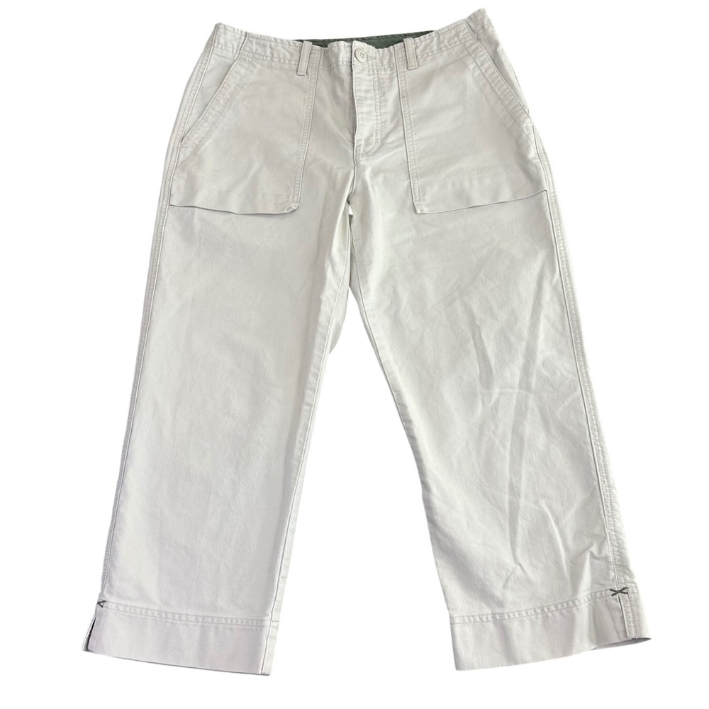 American Eagle Outfitters Cropped Wide-Leg Utility Pants in Off-White